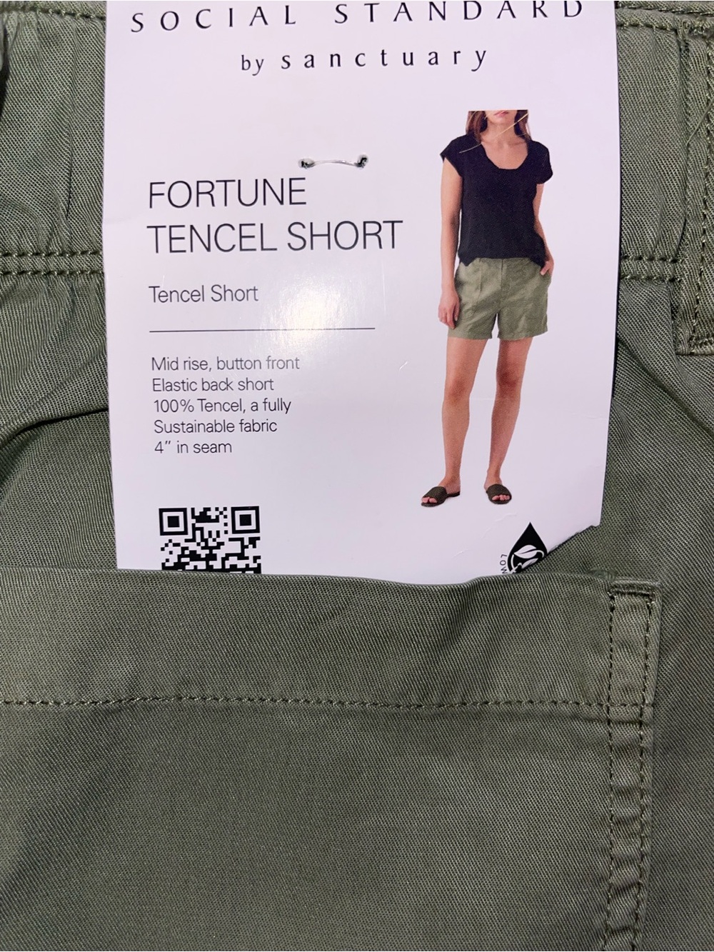 Sanctuary High Waist Olive Green Shorts - Picture 2 of 3
